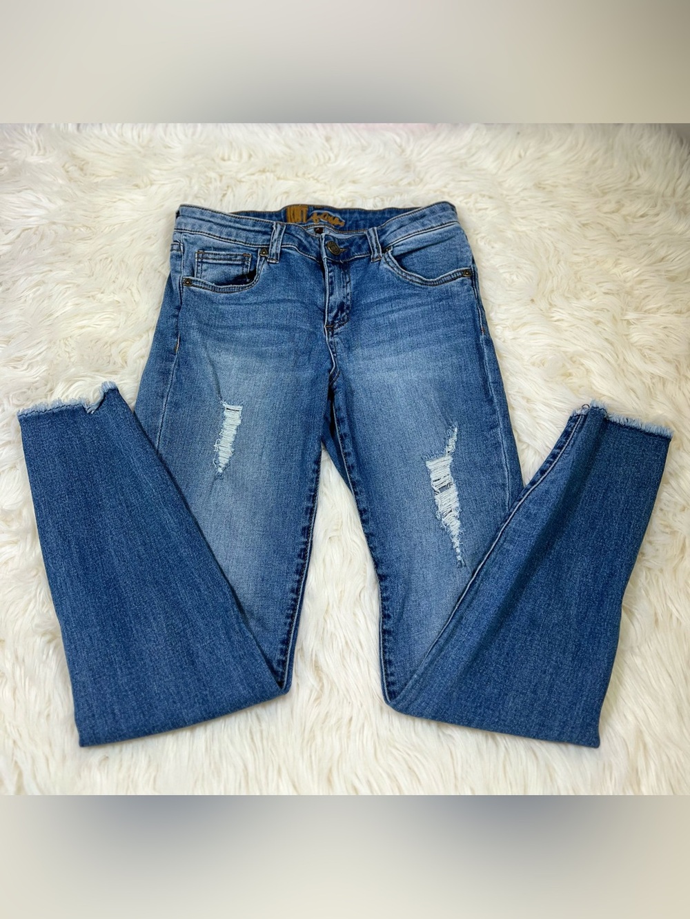 KUT from the Kloth Distressed Skinny Jeans Raw Hem Size 4